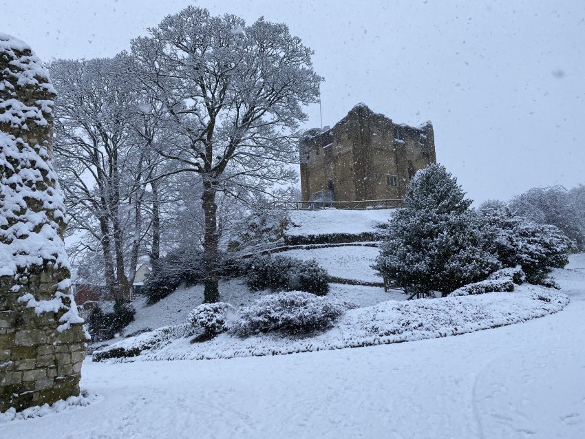 Guildford Castle in the snow